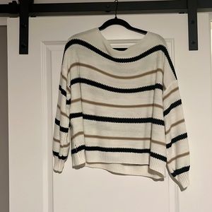 White striped sweater, slightly cropped from Shein